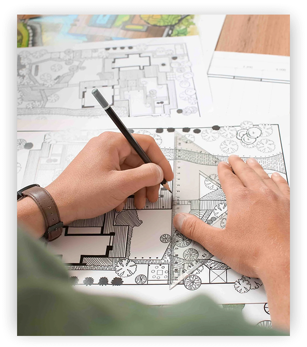 landscape designer mapping out new enhancement